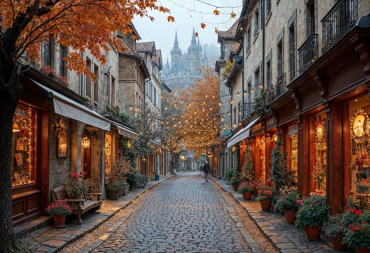 pueblo en otoño 